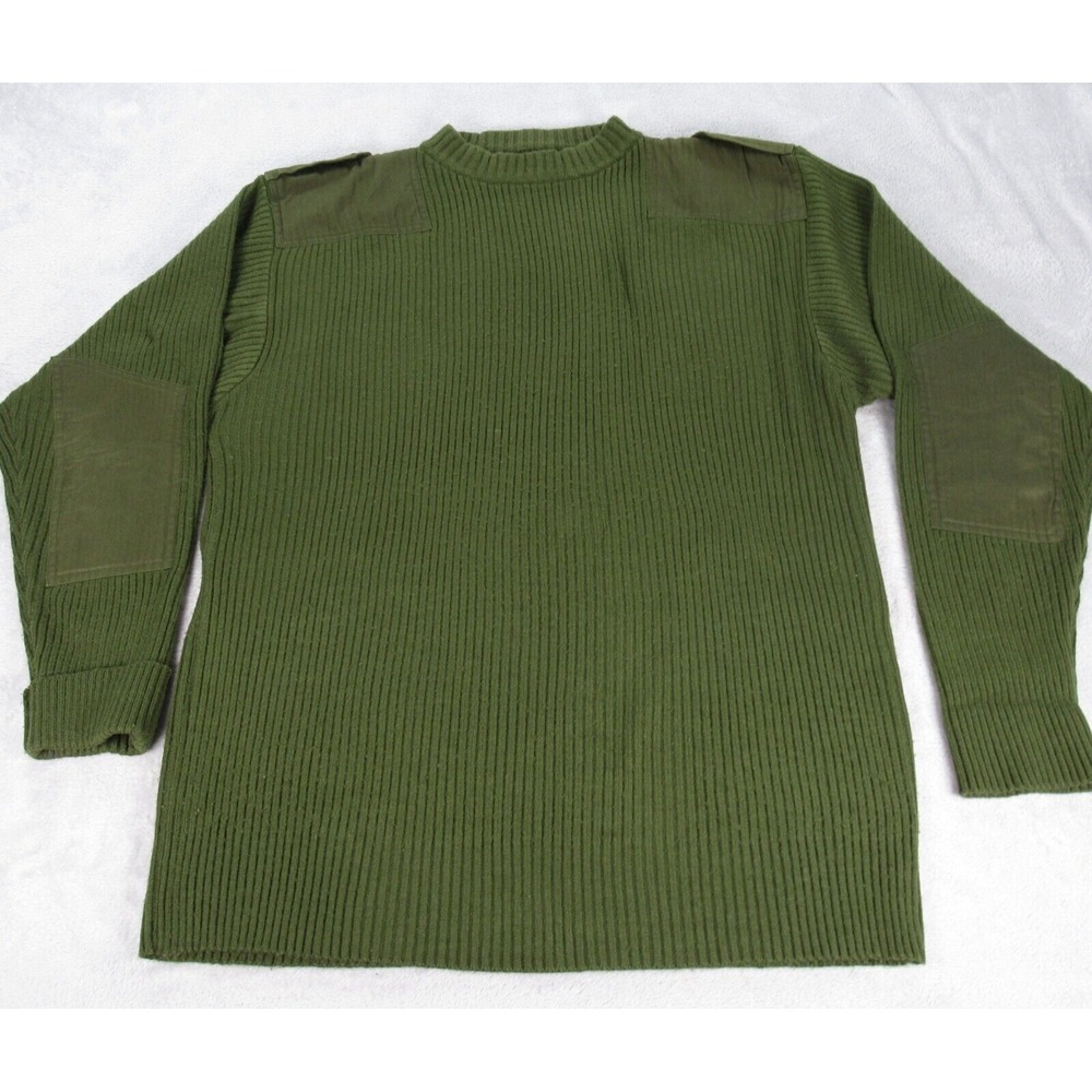 Jordan Craig Military Sweater Men XL Green Crew Neck Ribbed Knit Pullover Army